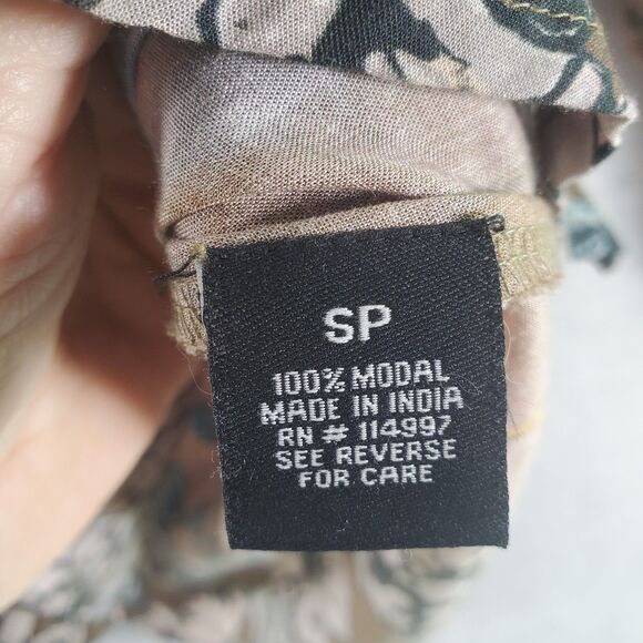 SP Small Petite Tolani Modal Brown Floral Long Tunic Blouse Long Sleeve Henley - Picture 6 of 13